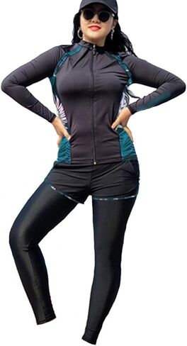 بدلة ركوب الأمواج للسيدات، بدلة غطس كاملة للسيدات، بدلة غطس للسيدات من قطعة واحدة بأكمام طويلة، بدلة غطس مضادة للأشعة فوق البنفسجية مكونة من 5 قطع، بدلة سباحة رياضية للبالغين سريعة الجفاف وواقية من الشمس in Kuwait