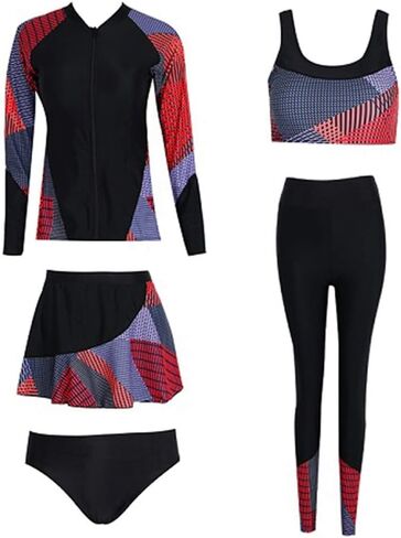 Womens surf Suit Ladies' Wetsuit for Water Activities,Ladies' Quick-Drying Printed Sunscreen Wetsuit, Slimming 5-Piece Wetsuit, Adult Water Sports Swimsuit in Saudi Arabia