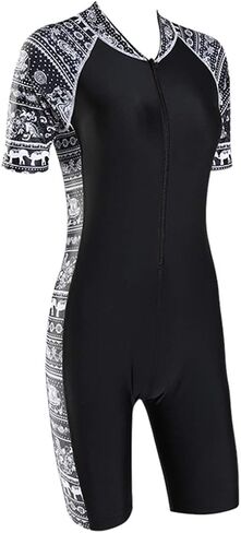 بدلة ركوب الأمواج للسيدات بدلة غطس بسحاب أمامي من قطعة واحدة، بدلة غطس من قطعة واحدة للسيدات، بدلة غطس قصيرة الأكمام واقية من الشمس سريعة الجفاف، بدلة سباحة للرياضات المائية للبالغين in Kuwait