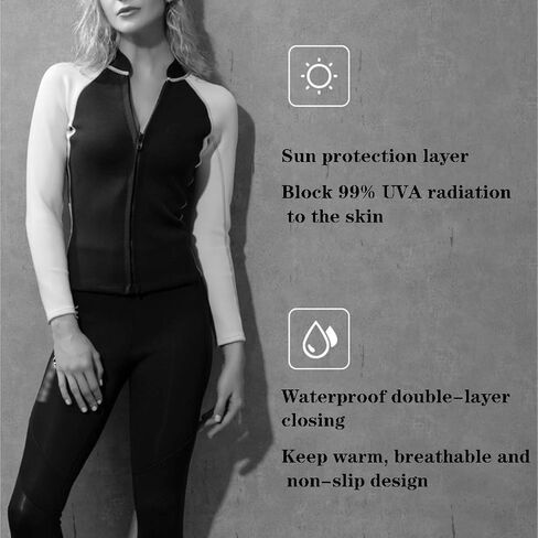 بدلة ركوب الأمواج للسيدات، بدلة غطس كاملة للسيدات، بدلة غطس للسيدات من قطعتين، بدلة سباحة دافئة وبنطلون، بدلة سباحة من النيوبرين 2 مم، مناسبة لمختلف الرياضات البحرية (اللون: أخضر فاتح، المقاس: S) in Kuwait