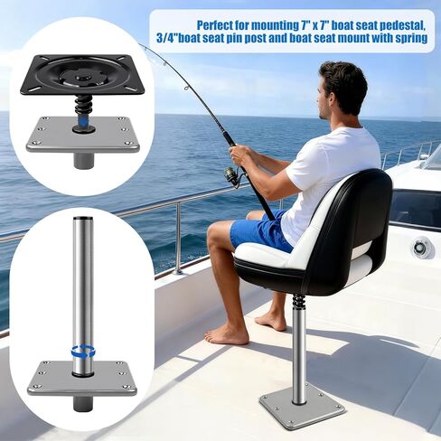 Boat Seat Pedestal Base Mount Kit 16" Extension Pole, 7"x7" Base Plate & 3/4" Lock-in Post for Fishing & Pontoon Boats in Saudi Arabia