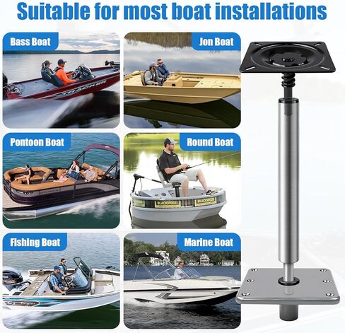 Boat Seat Pedestal Base Mount Kit 16" Extension Pole, 7"x7" Base Plate & 3/4" Lock-in Post for Fishing & Pontoon Boats in Saudi Arabia