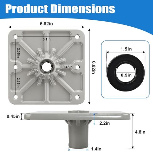 Marine Boat Seat Mounting Base - 7"x7" Aluminum Pedestal, 3/4" Post Socket for Heavy Duty Boat Seat Installation - Silver 2 Pack in Saudi Arabia