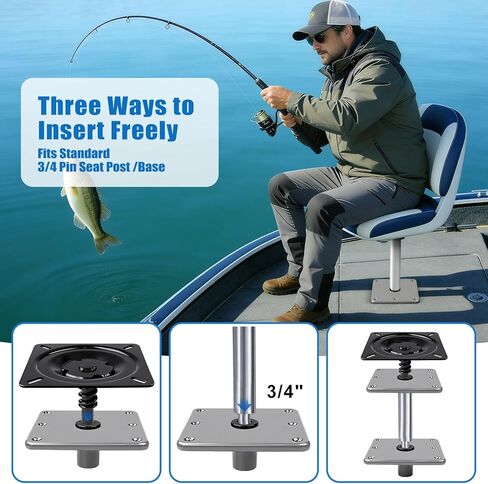 Marine Boat Seat Mounting Base - 7"x7" Aluminum Pedestal, 3/4" Post Socket for Heavy Duty Boat Seat Installation - Silver 2 Pack in Saudi Arabia