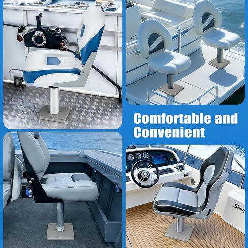 Marine Boat Seat Mounting Base - 7"x7" Aluminum Pedestal, 3/4" Post Socket for Heavy Duty Boat Seat Installation - Silver 2 Pack in Saudi Arabia