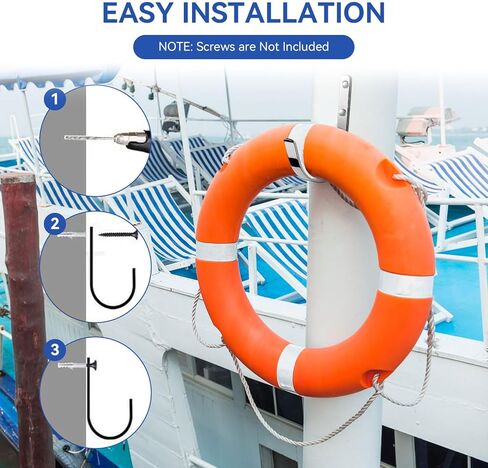 Ring Buoy Bracket Stainless Steel Boat Life Ring Holder Replacement for Seachoice 4" Opening x 7" High Corrosion Resistance Ring Buoy Hook for Boat Dock or Pool in Kuwait