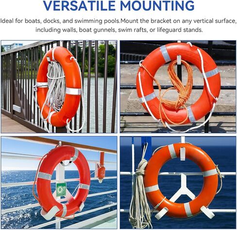 Ring Buoy Bracket Stainless Steel Boat Life Ring Holder Replacement for Seachoice 4" Opening x 7" High Corrosion Resistance Ring Buoy Hook for Boat Dock or Pool in Kuwait