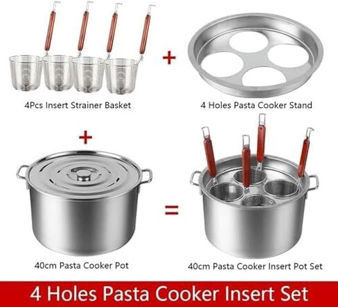 Stainless Steel Pasta Cooker Set - Commercial Stock Pot with Strainer & Steamer Basket for Home Kitchen & Restaurant - Durable Cookware for Perfect Pasta in Saudi Arabia