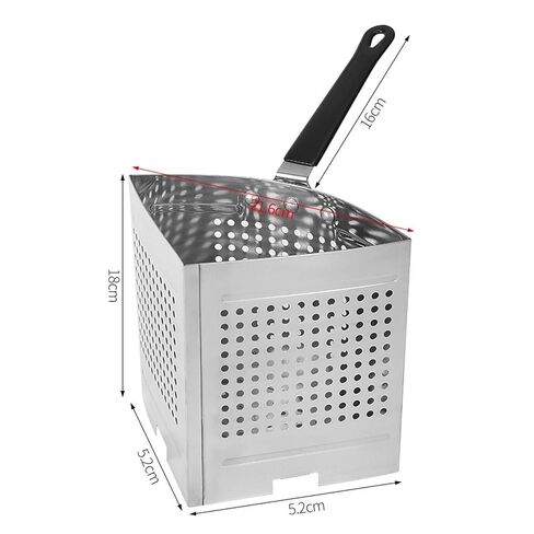 Stainless Steel Pasta Cooker Strainer Basket Insert, 2.05x2.05x7.09 inch Perforated Deep Pocket Blanching Basket for Vegetables Seafood Grains in Saudi Arabia