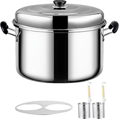 Stainless Steel Pasta Cooker Pot with Colander Set - 2/3/4 Holes, Lid, Suitable for Gas & Induction Stoves, Commercial Soup Pot in Kuwait