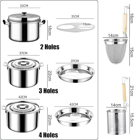 Stainless Steel Pasta Cooker Pot with Colander Set - 2/3/4 Holes, Lid, Suitable for Gas & Induction Stoves, Commercial Soup Pot in Kuwait