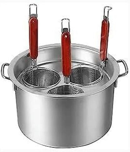 Commercial Stainless Steel Pasta Cooker Set with Dividers, 3/5/6 Mesh Filter Baskets, Strainer, Stock Pot, Ideal for Noodles, Pasta, Dumplings, Soups, Compatible with All Cooktops in Kuwait