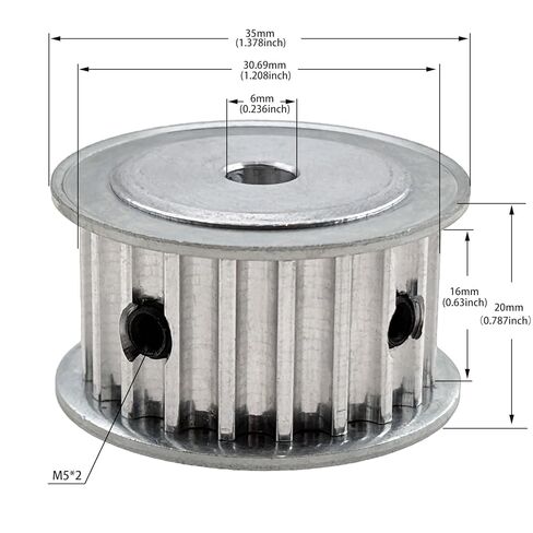 HTD 5M Timing Belt Pulley 20 Teeth 6mm Bore for 15mm Width Belt,5mm Pitch Aluminum 20T Timing Pulleys 20-5m-15-6mm in Saudi Arabia