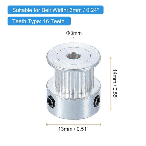 uxcell 5 Pcs Aluminum 16 Teeth 3mm Bore 6mm Width Timing Belt Pulley Wheel Idler Pulley Synchronous Wheels Gear Part with Wrench for 3D Printer, Silver in Saudi Arabia