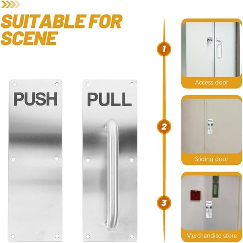 BESTYASH Stainless Steel 304 Push Pull Door Handle with Latch Guard Plate Commercial Interior Door Pull Handle for Fire Brushed Metal Finish Heavy Duty in Saudi Arabia