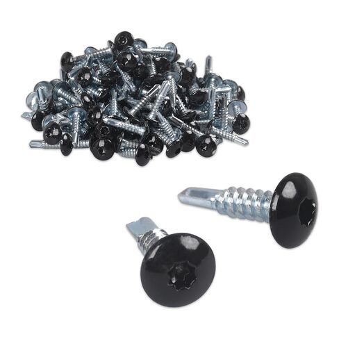 Zinc Coated Self Tapping Sheet Metal Screws for Cargo Hauler & Enclosed Trailer Exterior - 200 Pcs #10 x 3/4 Inch Enclosed Trailer Screws with Truss Head,Black in Kuwait