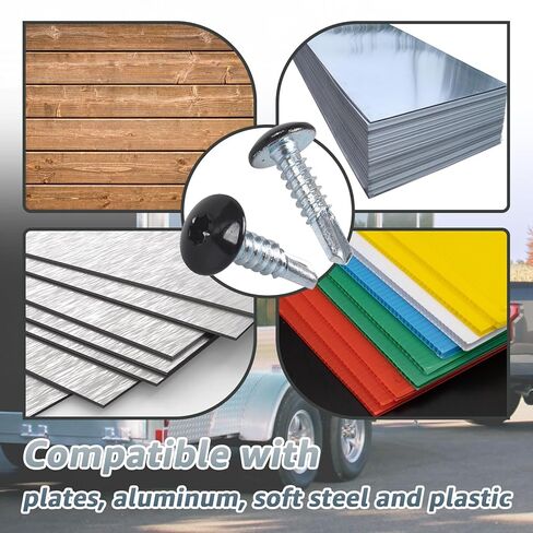 Zinc Coated Self Tapping Sheet Metal Screws for Cargo Hauler & Enclosed Trailer Exterior - 200 Pcs #10 x 3/4 Inch Enclosed Trailer Screws with Truss Head,Black in Kuwait