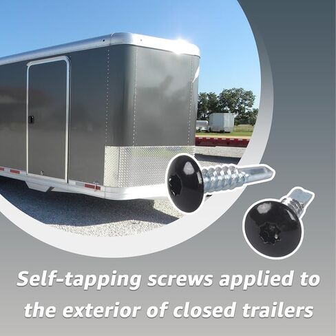 Zinc Coated Self Tapping Sheet Metal Screws for Cargo Hauler & Enclosed Trailer Exterior - 200 Pcs #10 x 3/4 Inch Enclosed Trailer Screws with Truss Head,Black in Kuwait