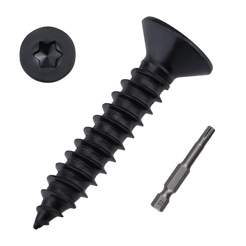 #6 x 1 Flat Torx Head Sheet Metal Screws 100-pack, 304 Stainless Steel 18-8, Black Coated Countersunk Head Self Tapping Wood Screws, Torx Bit Included in Saudi Arabia