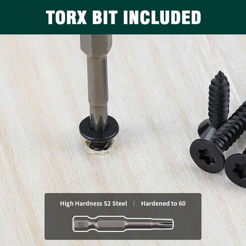#6 x 1 Flat Torx Head Sheet Metal Screws 100-pack, 304 Stainless Steel 18-8, Black Coated Countersunk Head Self Tapping Wood Screws, Torx Bit Included in Saudi Arabia