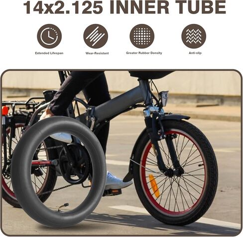 أنابيب داخلية للدراجة مقاس 14 × 2.125، إطار بديل مقاس 14 بوصة، للدراجات البخارية الكهربائية Jetson/Gotrax [سميكة] [جذع صمام بزاوية 45 درجة] (عبوتان) in Saudi Arabia