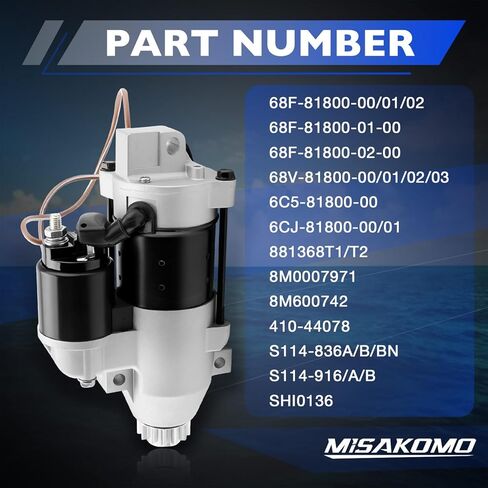 68F-81800-00 12V Outboard Engine Starter Motor Compatible with 50HP-200HP Yamaha Marine (LZ VZ Z) & Mercury, Replaces# 68F-81800-01/02/03/04, 68V-81800-00/01/02/03, 6C5-81800-00, 6CJ-81800-00 in Saudi Arabia