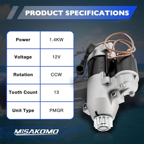 68F-81800-00 12V Outboard Engine Starter Motor Compatible with 50HP-200HP Yamaha Marine (LZ VZ Z) & Mercury, Replaces# 68F-81800-01/02/03/04, 68V-81800-00/01/02/03, 6C5-81800-00, 6CJ-81800-00 in Saudi Arabia