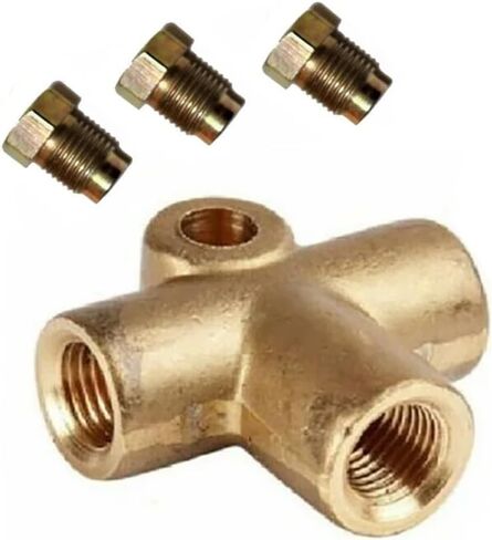 1pc Copper 3 Way T Piece Brake Pipe Connector With 3 x M10 Male Short Nut for 3/16" Pipe Car Brake Hoses in Saudi Arabia