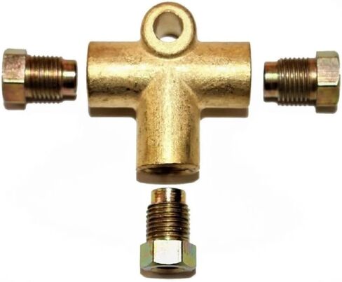 1pc Copper 3 Way T Piece Brake Pipe Connector With 3 x M10 Male Short Nut for 3/16" Pipe Car Brake Hoses in Saudi Arabia
