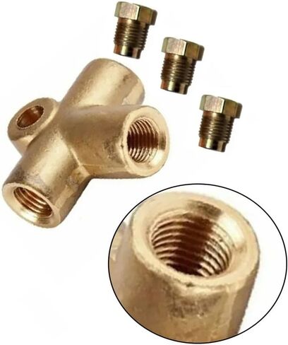 1pc Copper 3 Way T Piece Brake Pipe Connector With 3 x M10 Male Short Nut for 3/16" Pipe Car Brake Hoses in Saudi Arabia