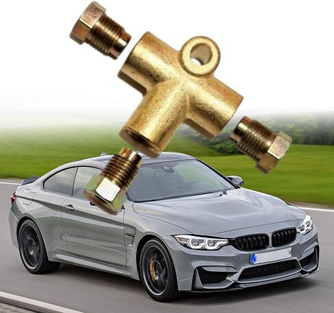 1pc Copper 3 Way T Piece Brake Pipe Connector With 3 x M10 Male Short Nut for 3/16" Pipe Car Brake Hoses in Saudi Arabia