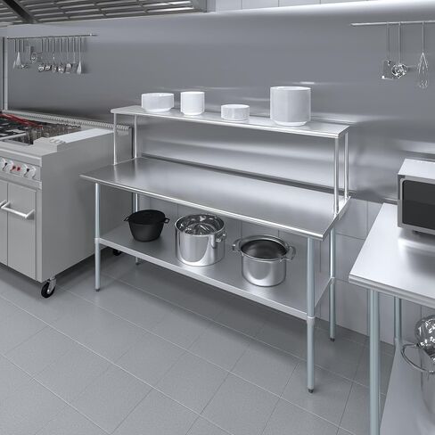 AmGood 12" Wide x 72" Long x 18" High. Stainless Steel Single Overshelf for 72" Long Prep Table in Kuwait