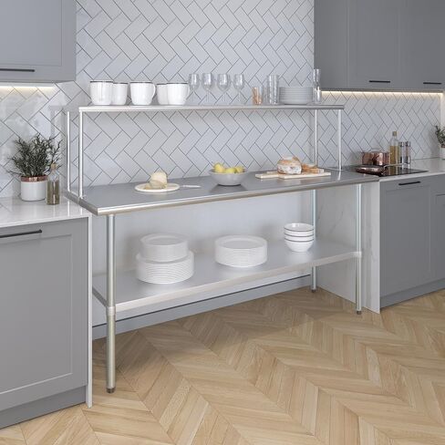 AmGood 12" Wide x 72" Long x 18" High. Stainless Steel Single Overshelf for 72" Long Prep Table in Kuwait