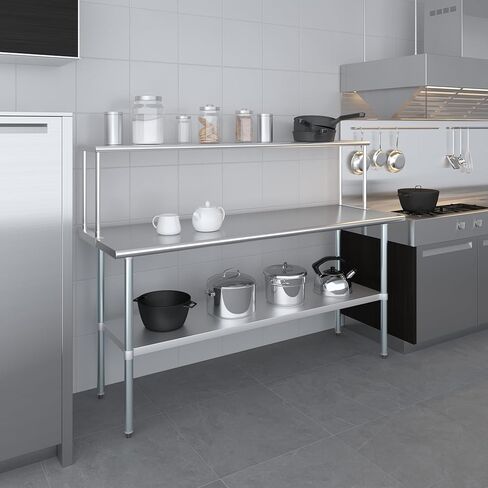 AmGood 12" Wide x 72" Long x 18" High. Stainless Steel Single Overshelf for 72" Long Prep Table in Kuwait