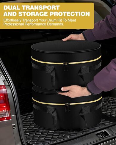 حافظة طبلة سنير مقاس 14 بوصة × 5.5 بوصة/14 بوصة × 6.5 بوصة - بطانة مقاومة للصدمات بسمك 15 مم، نسيج مقاوم للماء، مقبض معزز وحزام كتف، حقيبة طبلة احترافية للسفر ونقل الحفلة والتخزين طويل الأمد in Kuwait