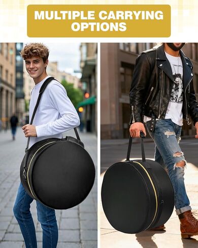 حافظة طبلة سنير مقاس 14 بوصة × 5.5 بوصة/14 بوصة × 6.5 بوصة - بطانة مقاومة للصدمات بسمك 15 مم، نسيج مقاوم للماء، مقبض معزز وحزام كتف، حقيبة طبلة احترافية للسفر ونقل الحفلة والتخزين طويل الأمد in Kuwait