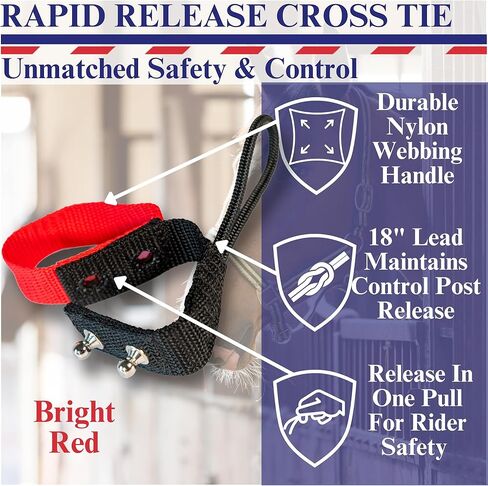 Nunn Finer Rapid Release Cross Tie - Red Horse Safety Tie with Quick Handler Release - 18" Control Length, Nylon Webbing, Easy Install for Trailer or Barn in Kuwait