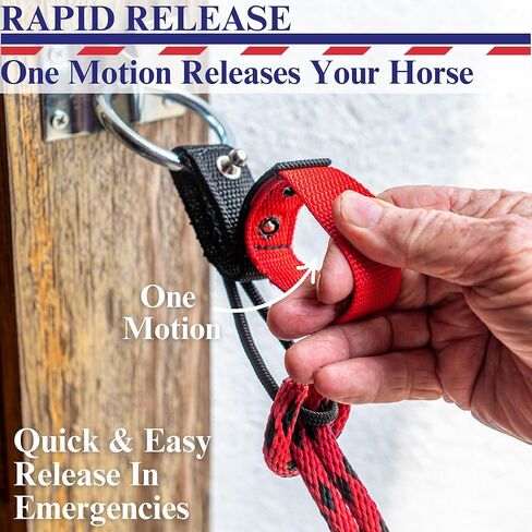 Nunn Finer Rapid Release Cross Tie - Red Horse Safety Tie with Quick Handler Release - 18" Control Length, Nylon Webbing, Easy Install for Trailer or Barn in Kuwait