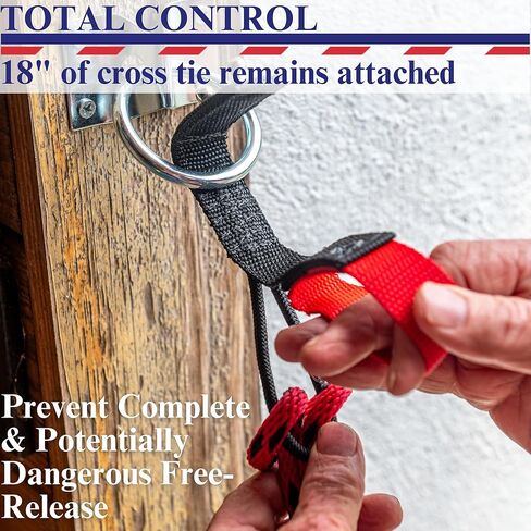 Nunn Finer Rapid Release Cross Tie - Red Horse Safety Tie with Quick Handler Release - 18" Control Length, Nylon Webbing, Easy Install for Trailer or Barn in Kuwait