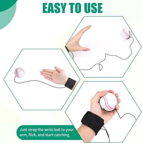 4PCS Wrist Ball on String, Rebound Ball with Strap for Baseball Team Gifts, Baseball Party Favors, Wrist Exercise Fun Outdoor Activity for Adults in Saudi Arabia