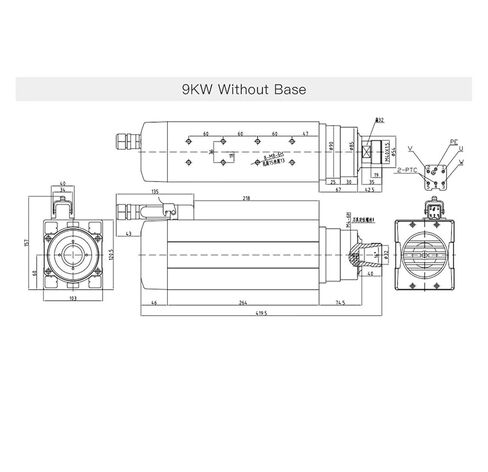 7.5KW 9KW air-Cooled Spindle Motor 380V 220V ER32 300Hz GDF60-18Z(9KW 380V,with Base) in Saudi Arabia