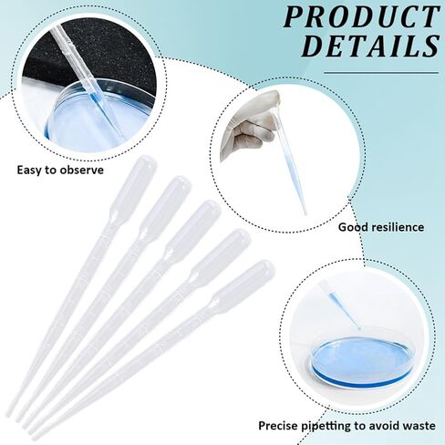 100 قطعة من ماصات النقل المتدرجة الشفافة بسعة 0.5 مل قطارة سائلة بلاستيكية شفافة لقطارات العين موزع عطر لنقل الزيوت العطرية والحرف العلمية in Kuwait