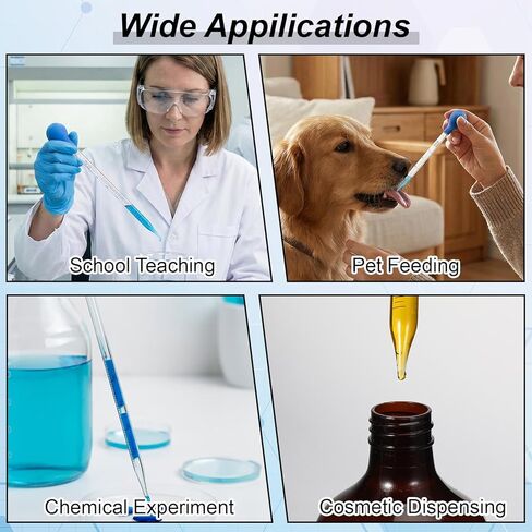 TIESOME Glass Pipette, 3 Pcs Graduated Glasses Liquid Dropper with Cleaning Brush, Lab Glass Transfer Pipette for Essential Oils, Eye Drops & Liquid Transfer, Blue & Red (3pcs: 10ml Blue, 3ml Red) in Saudi Arabia