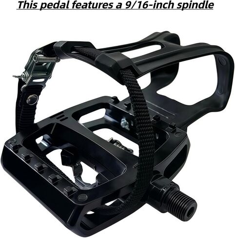 YBEKI Professional SPD/Toe Clip Spin Bike Pedals and Straps for Indoor Exercise Cycling & Peloton/Schwinn/Sunny/Bikes Compatible, 9/16" Axle with Sealed Bearings + 12-Month Warranty in Kuwait