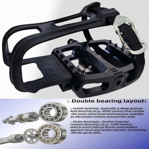 YBEKI Professional SPD/Toe Clip Spin Bike Pedals and Straps for Indoor Exercise Cycling & Peloton/Schwinn/Sunny/Bikes Compatible, 9/16" Axle with Sealed Bearings + 12-Month Warranty in Kuwait