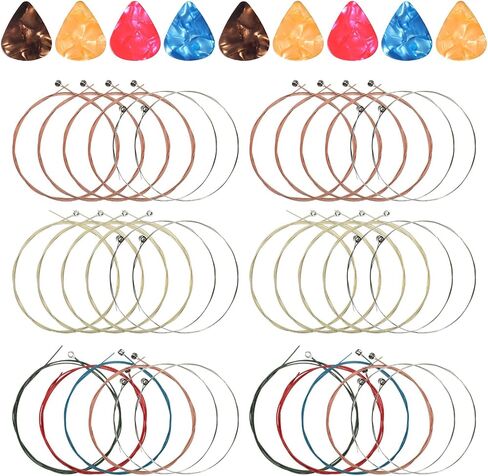6 Sets of 6 Acoustic Guitar Strings with 9 Picks Classical Guitar Replacement Steel Strings with Small Ball Ends for Beginners in Saudi Arabia