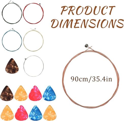6 Sets of 6 Acoustic Guitar Strings with 9 Picks Classical Guitar Replacement Steel Strings with Small Ball Ends for Beginners in Saudi Arabia