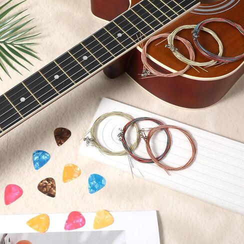 6 Sets of 6 Acoustic Guitar Strings with 9 Picks Classical Guitar Replacement Steel Strings with Small Ball Ends for Beginners in Saudi Arabia