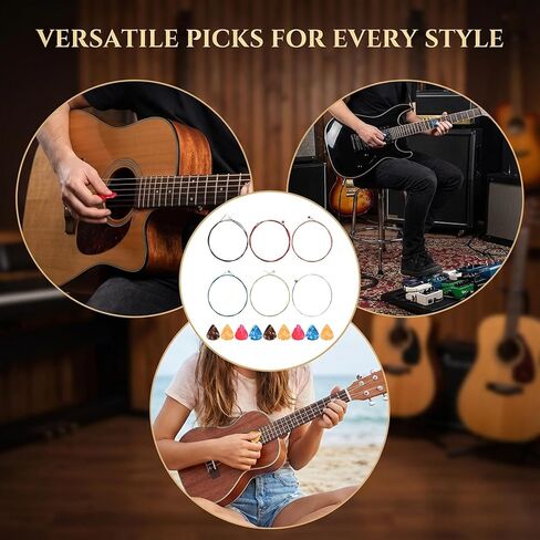 6 Sets of 6 Acoustic Guitar Strings with 9 Picks Classical Guitar Replacement Steel Strings with Small Ball Ends for Beginners in Saudi Arabia