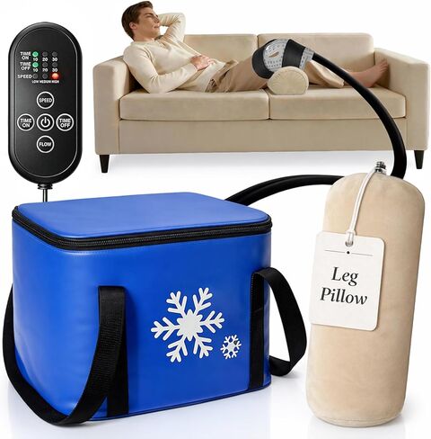 Ice Machine for Knee After Surgery with Inflatable Leg Elevation Pillow, Portable Cold Therapy Machine with Timer & Compression Pad for Hip and Knee Replacement Recovery in Saudi Arabia
